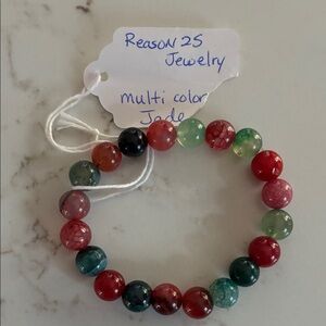 Multi-Color Jade Bead Bracelet -